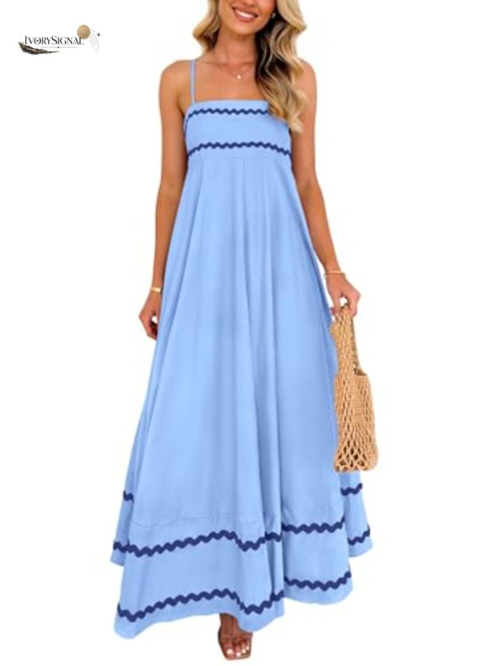 Women's Summer Spaghetti Strap Boho Maxi Dress Flowy A-Line Beach Vacation